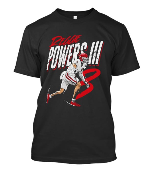 Reggie Powers III Football Athlete Red And White Action T-Shirt