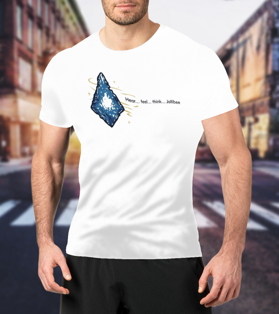 Hear Feel Think Jollibee Blue Crystal Stone T-Shirt