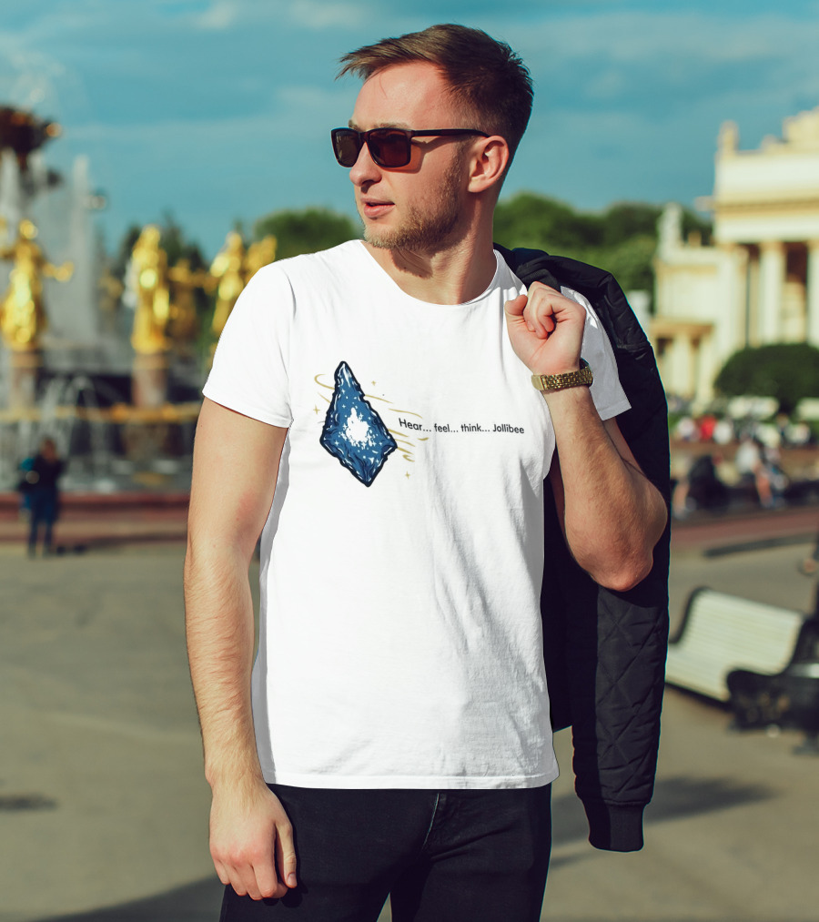 Hear Feel Think Jollibee Blue Crystal Stone T-Shirt