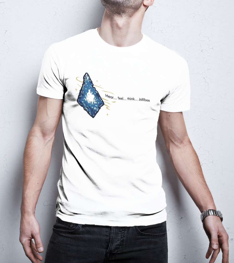 Hear Feel Think Jollibee Blue Crystal Stone T-Shirt