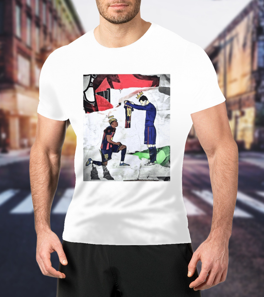 Lionel Messi Lamine Yamal Barcelona FC Art Collaboration T-Shirt