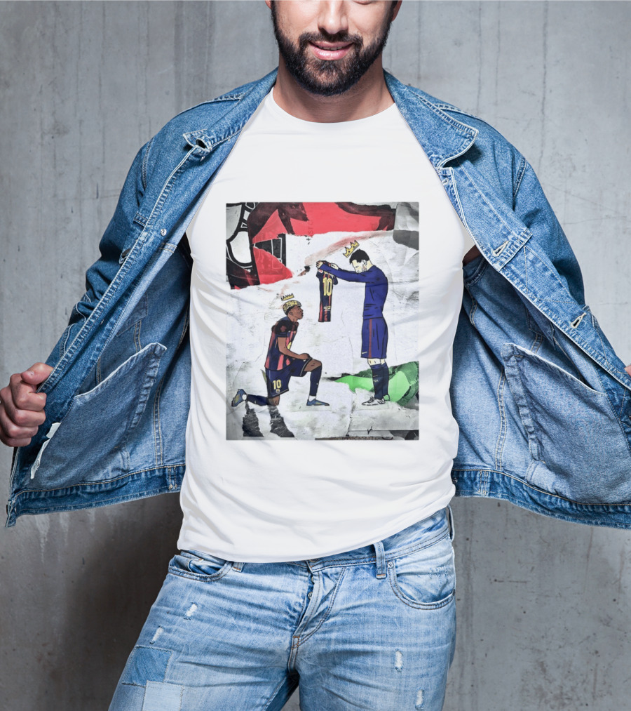 Lionel Messi Lamine Yamal Barcelona FC Art Collaboration T-Shirt