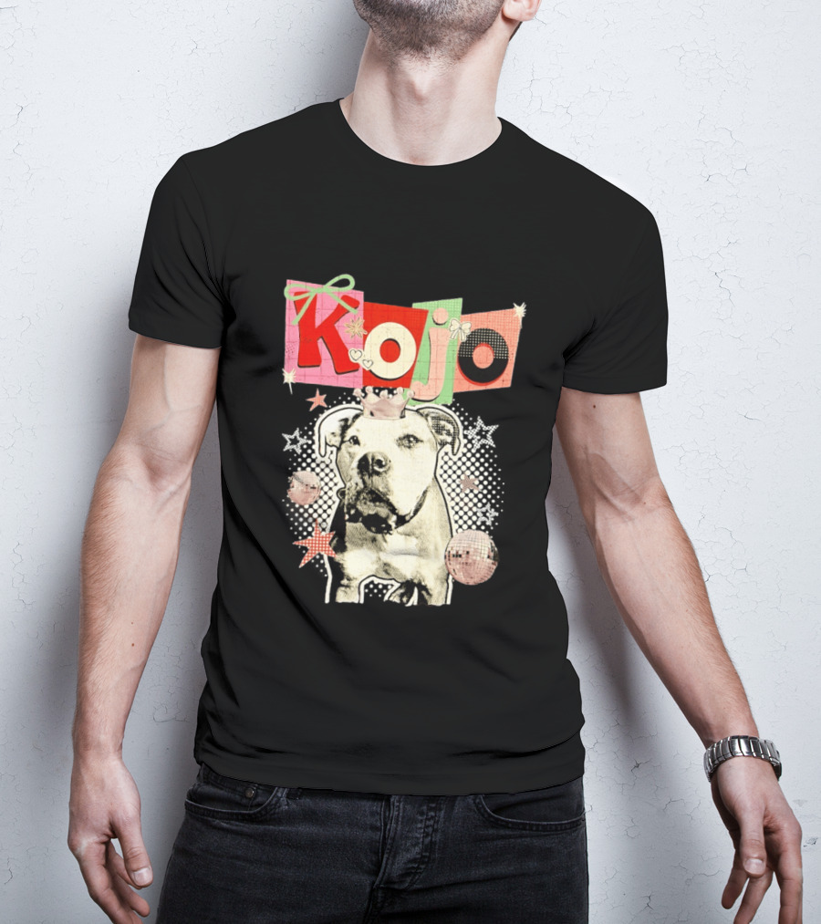 Kojo Dog Crown Retro Style Collage With Hearts And Stars T-Shirt