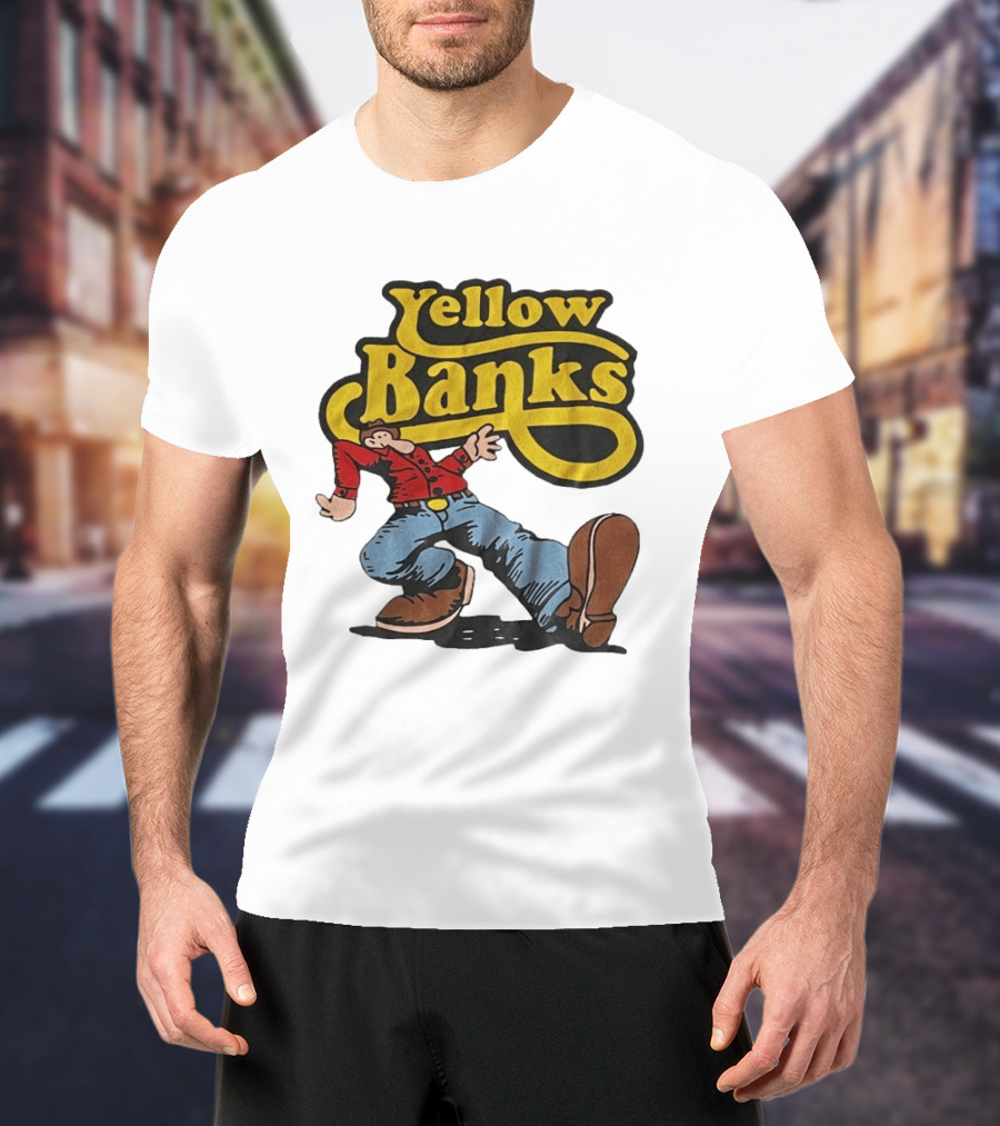 Yellow Banks Retro Cartoon Style Fun T-Shirt