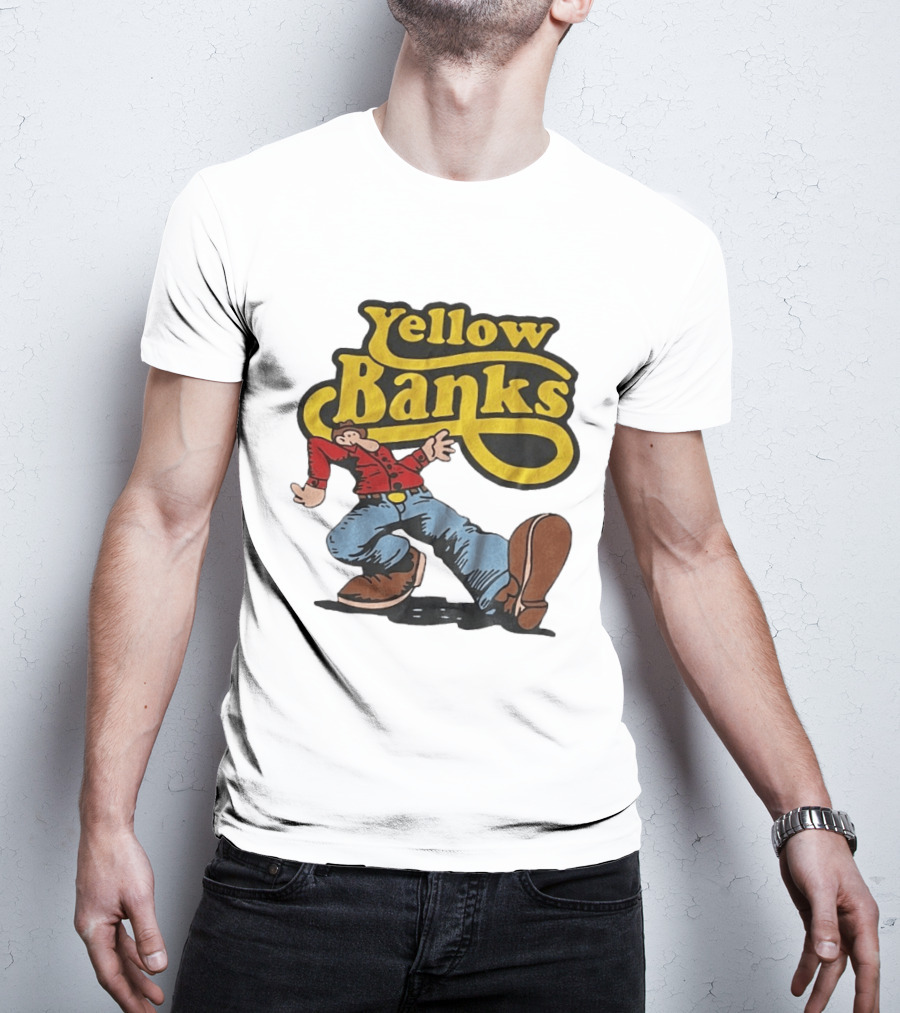 Yellow Banks Retro Cartoon Style Fun T-Shirt