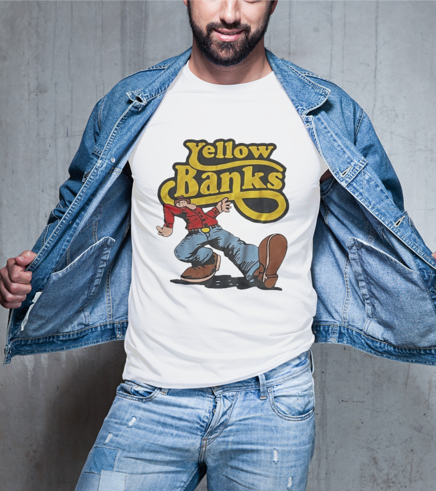 Yellow Banks Retro Cartoon Style Fun T-Shirt