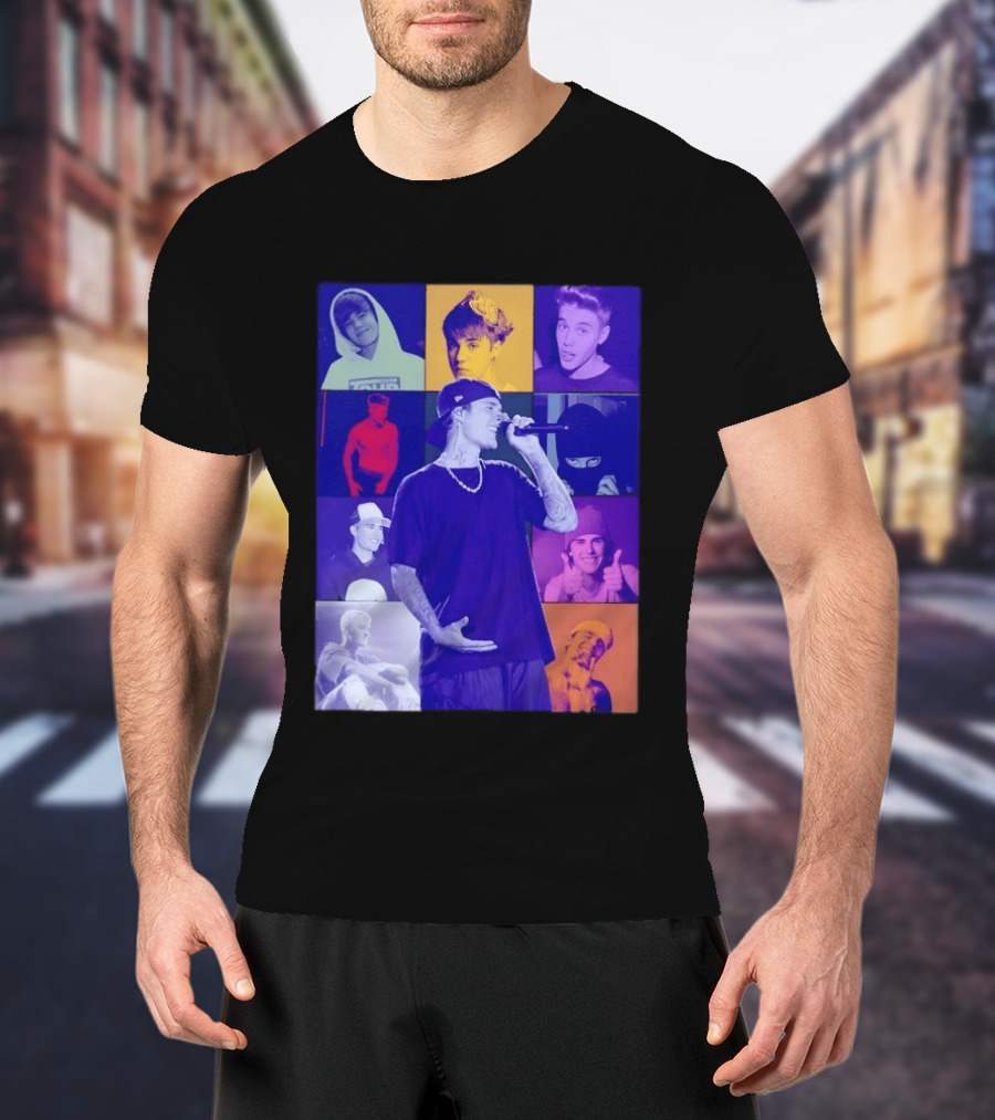 Justin Bieber The Eras Tour Concert Retro Photo Collage T-Shirt