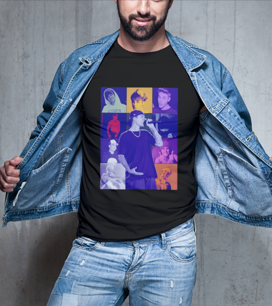 Justin Bieber The Eras Tour Concert Retro Photo Collage T-Shirt