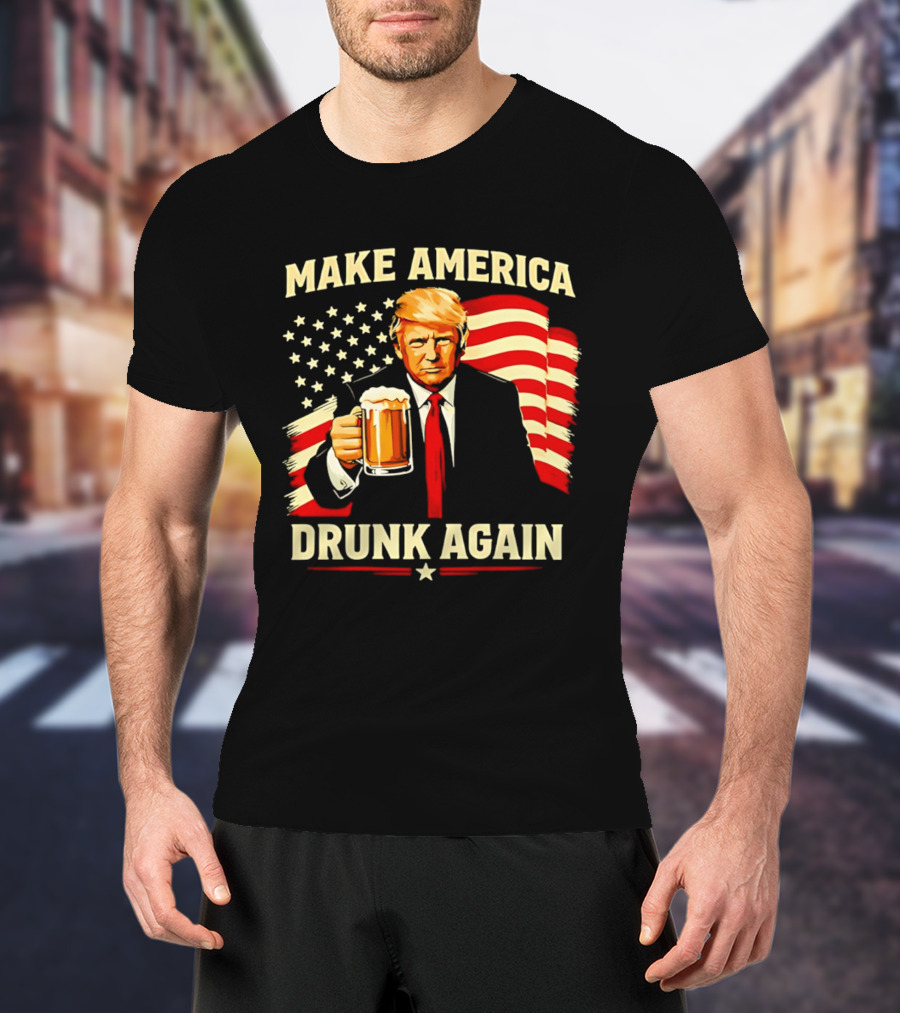 Patriotic Trump Make America Drunk Again Flag Beer T-Shirt