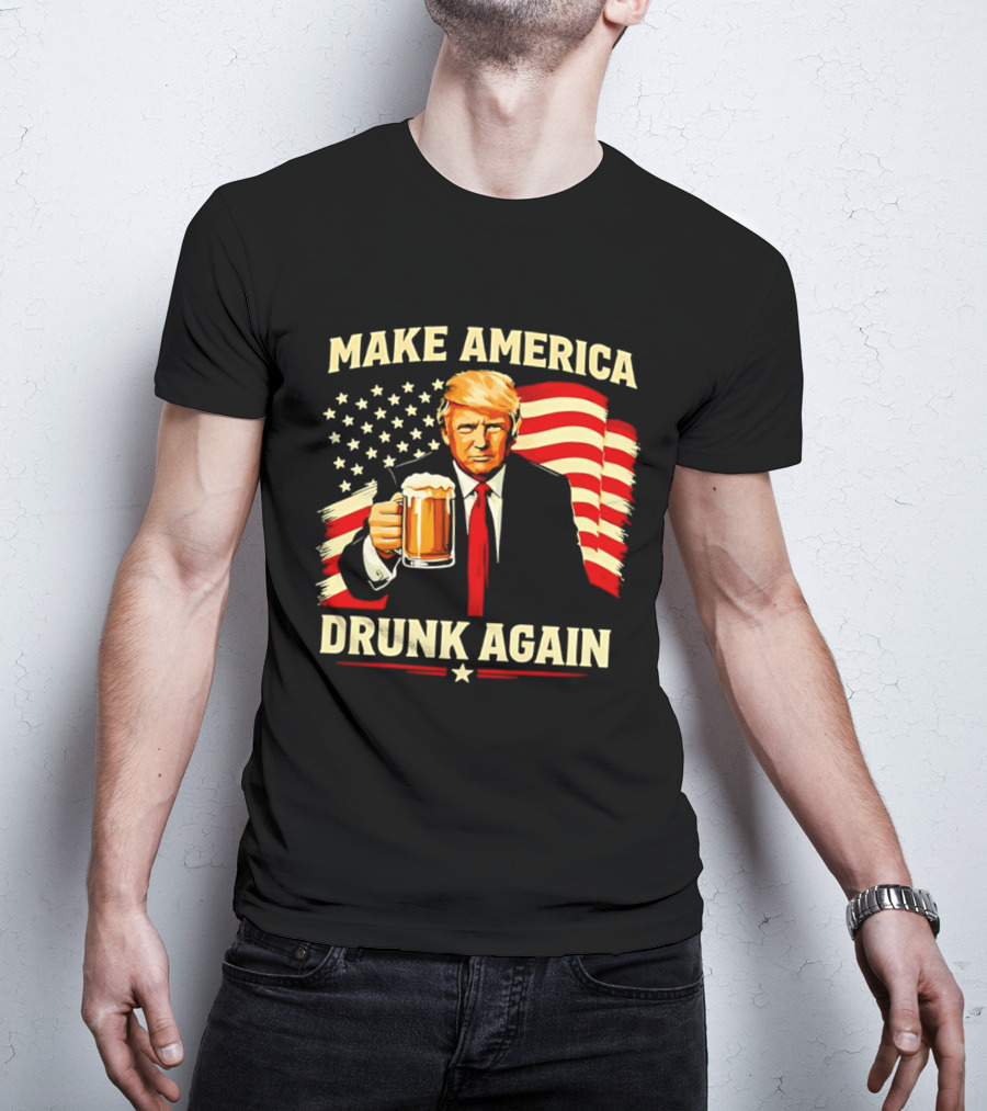 Patriotic Trump Make America Drunk Again Flag Beer T-Shirt