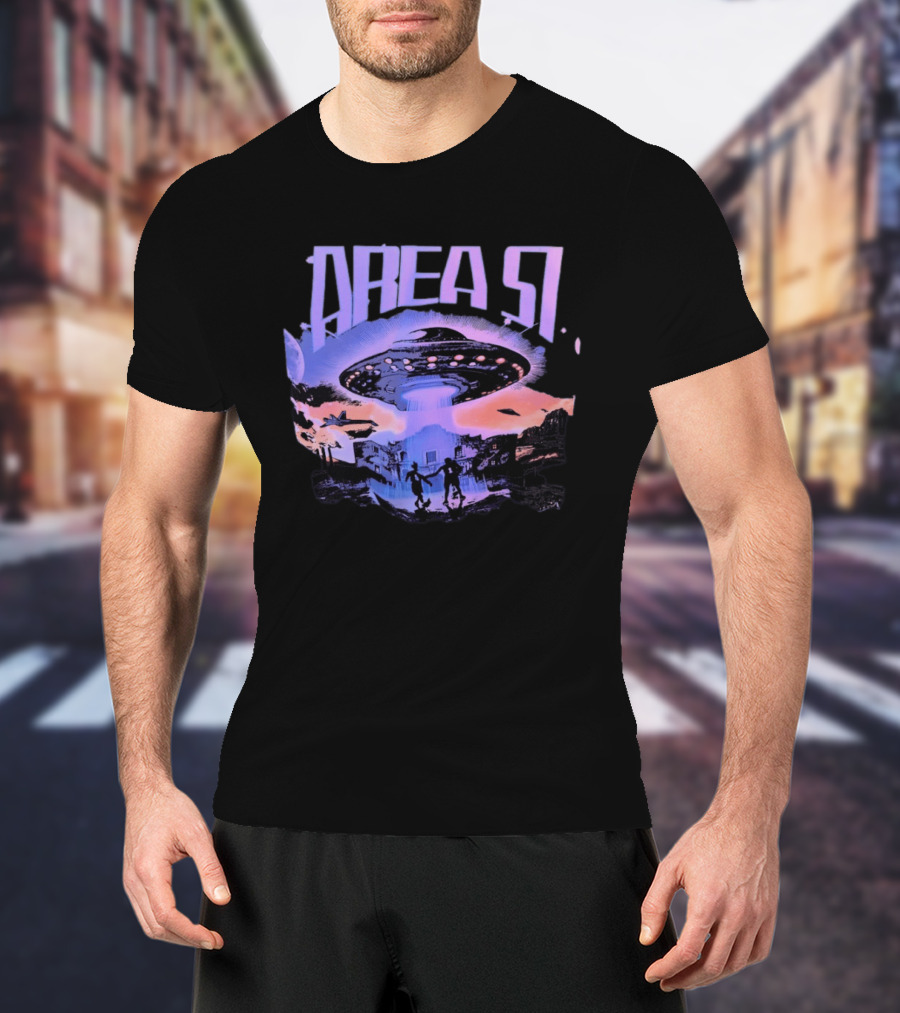 Area 51 UFO Extraterrestrial Invasion Scene T-Shirt
