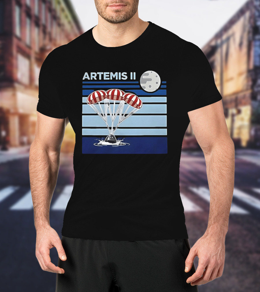 Artemis II Splashdown 2026 Orion Spacecraft Landed With Moon Parachute Scene T-Shirt