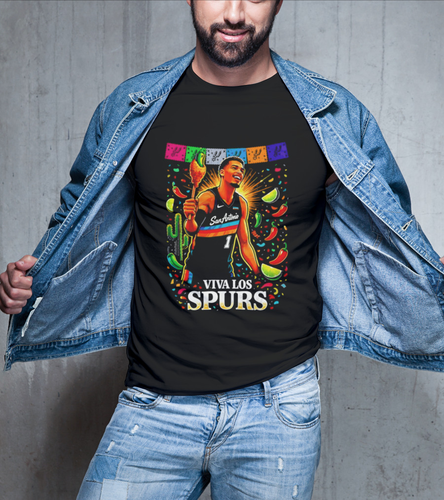Viva Los Spurs Victor Wembanyama San Antonio Basketball NBA Fiesta Celebration T-Shirt