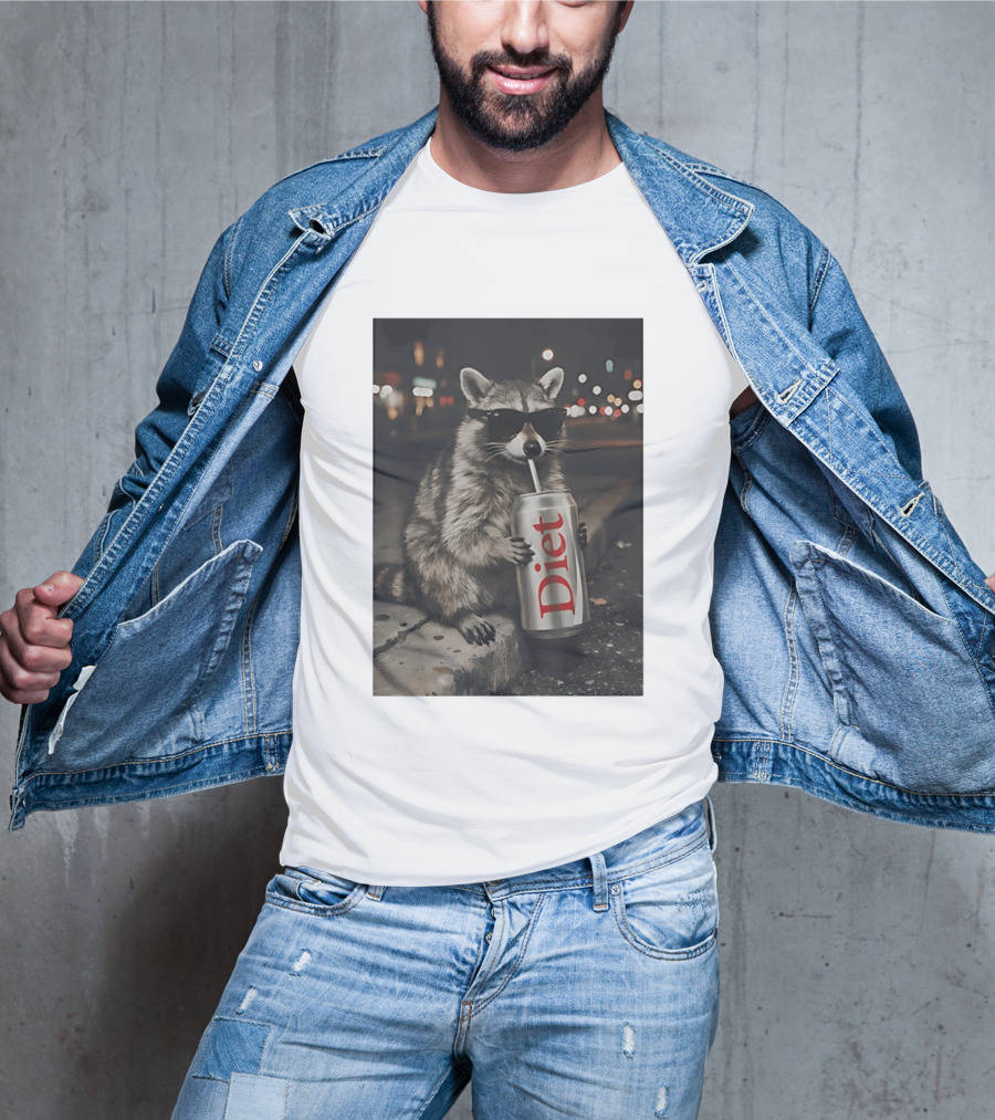 Raccoons Diet Soda Gen Z Dank Meme Raccoon With Sunglasses And Soda Can T-Shirt