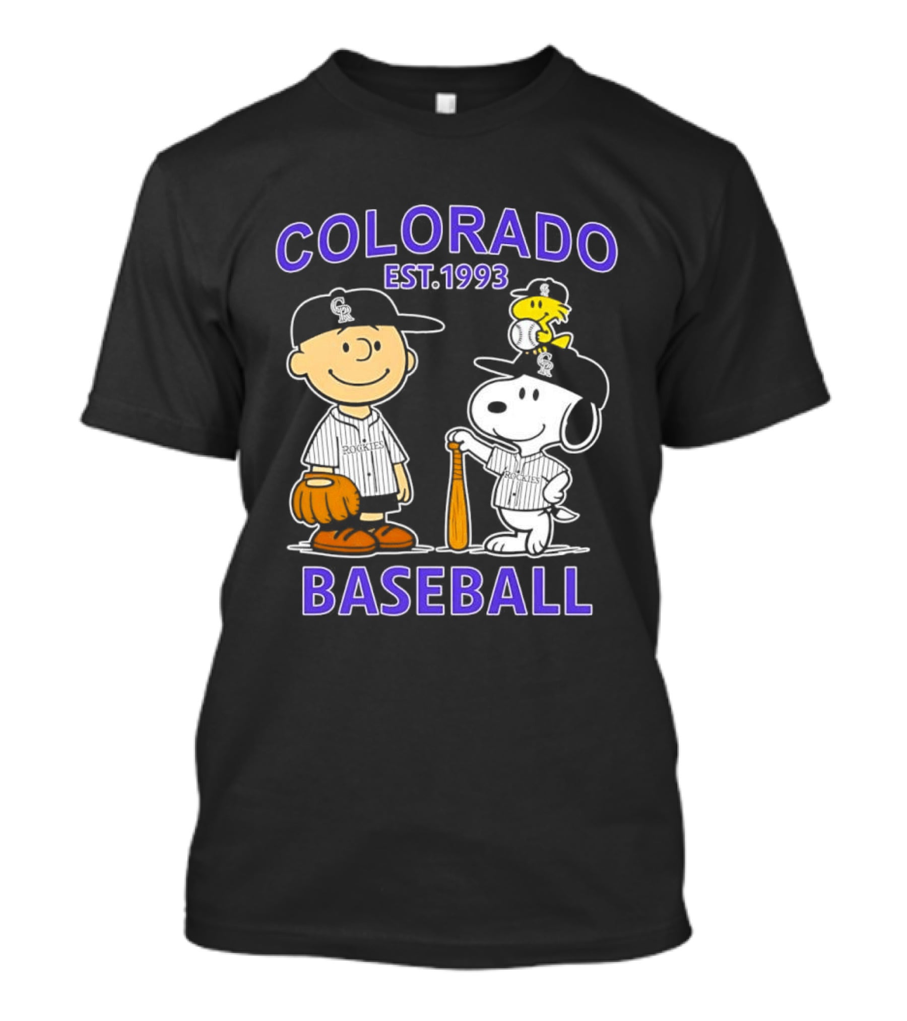 Charlie Brown Snoopy Woodstocks Colorado Baseball EST 1993 T-Shirt