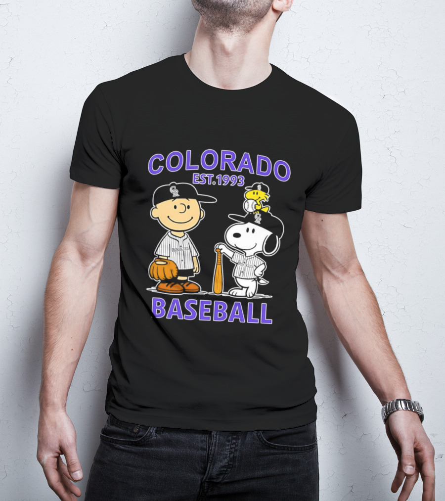 Charlie Brown Snoopy Woodstocks Colorado Baseball EST 1993 T-Shirt
