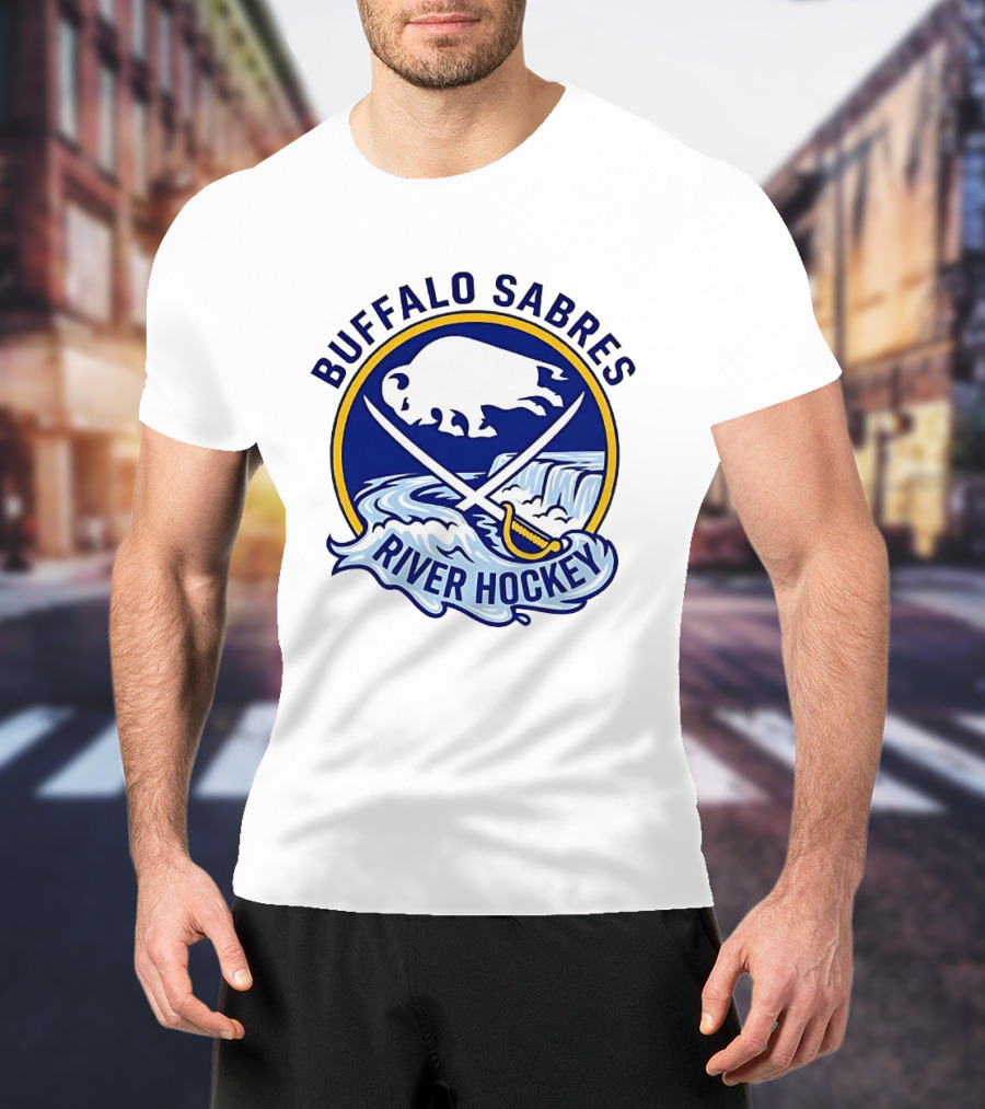 Buffalo Sabres River Hockey White Buffalo And Swords T-Shirt