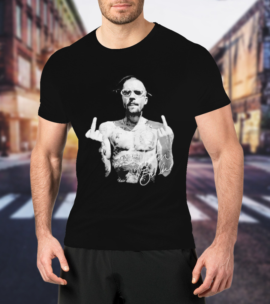 Justin Bieber Middle Finger Bieberchella World Tour 2026 Black And White Tattoo T-Shirt