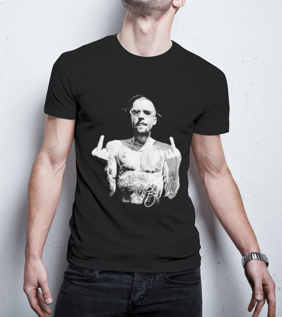 Justin Bieber Middle Finger Bieberchella World Tour 2026 Black And White Tattoo T-Shirt