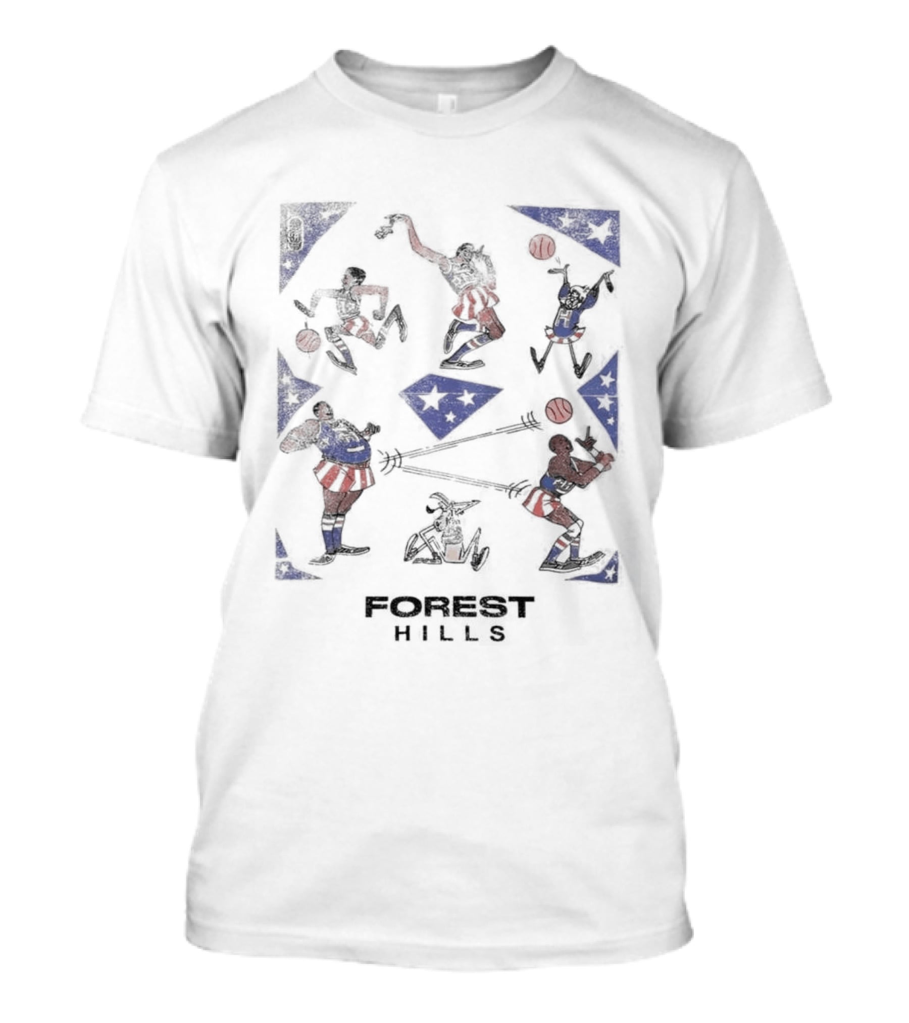 Forest Hills Basketball Cartoon Characters T-Shirt