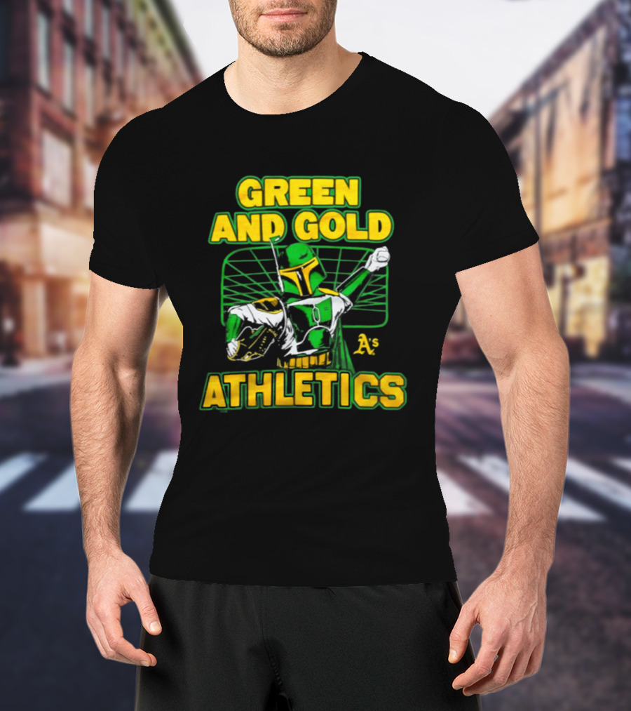 Green And Gold Athletics Dark Side Star Wars Bounty Hunter T-Shirt