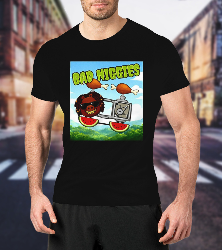 Bad Niggies Angry Birds Parody Flying Pig T-Shirt