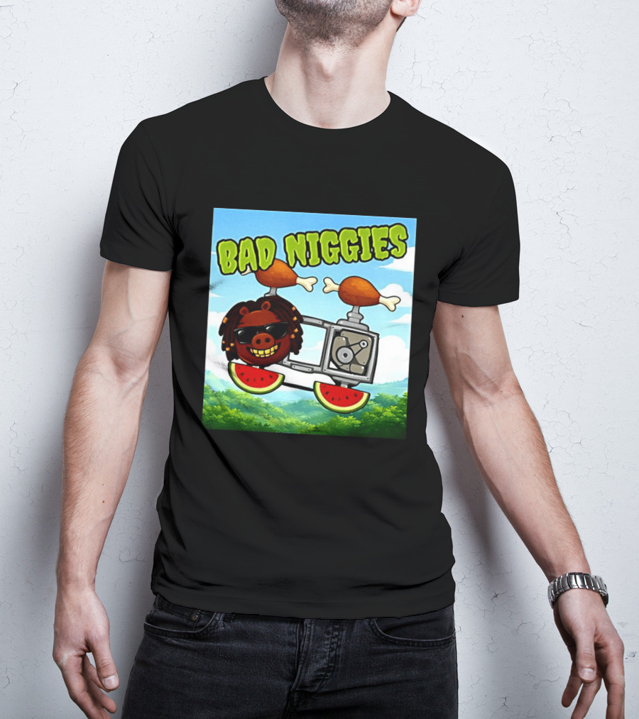 Bad Niggies Angry Birds Parody Flying Pig T-Shirt