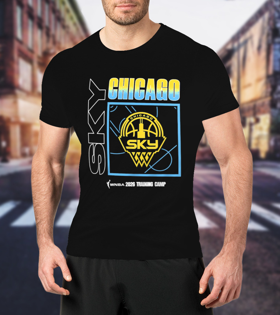 Chicago Sky WNBA 2026 Training Camp Logo With Basketball And Skyline T-Shirt