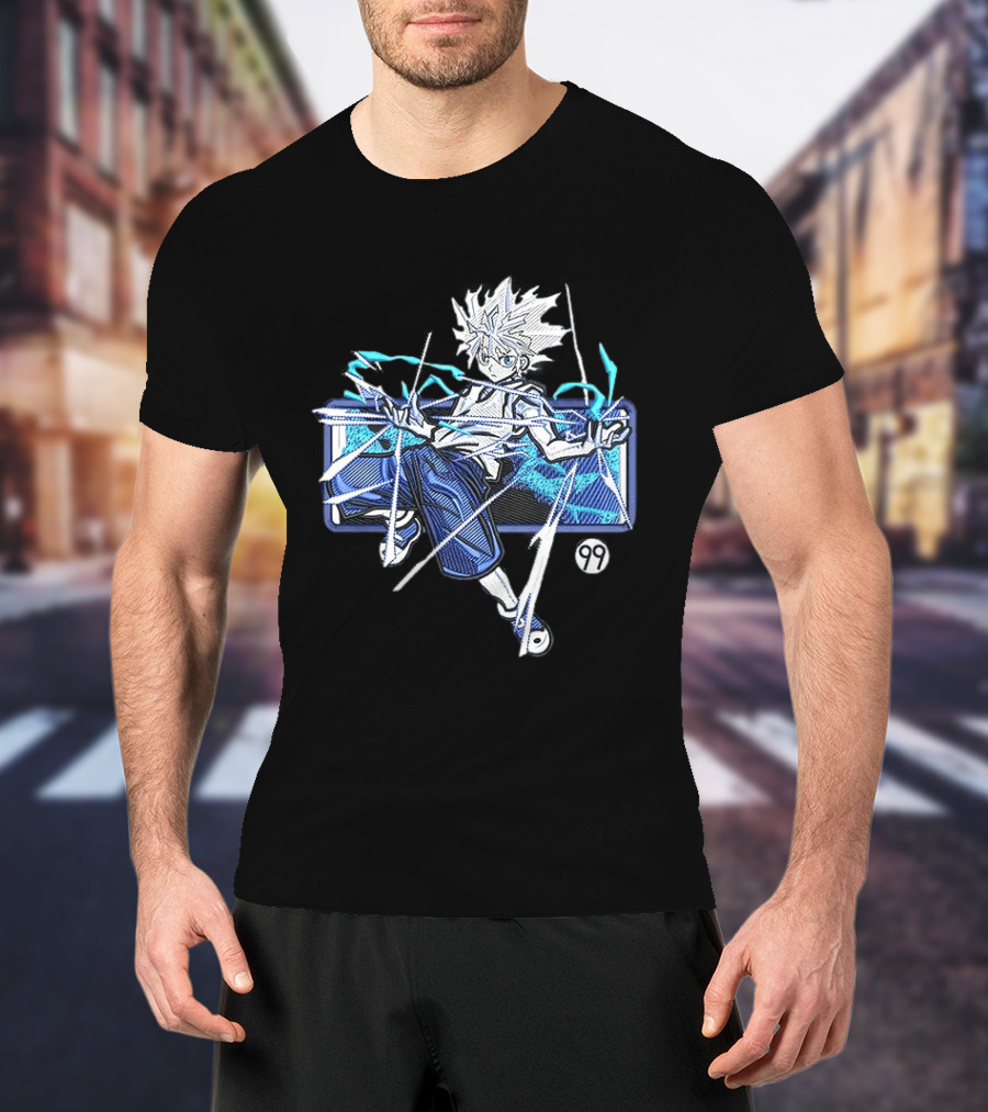 Hunter X Hunter Killua 99 Anime Graphic Manga Style Electric Aura T-Shirt
