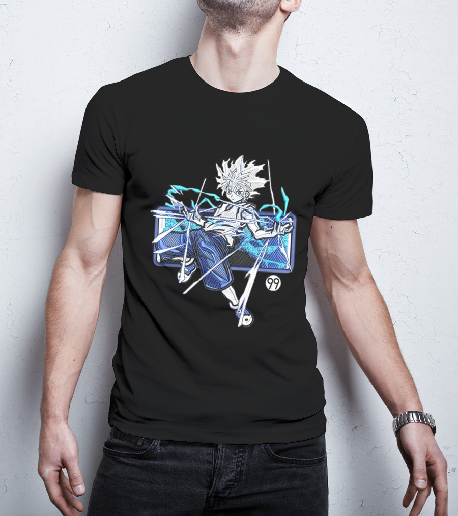 Hunter X Hunter Killua 99 Anime Graphic Manga Style Electric Aura T-Shirt