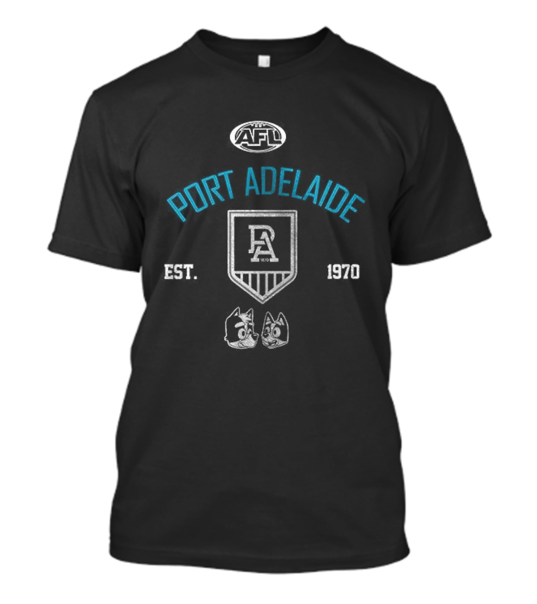 Port Adelaide AFL Blue Dog Cartoon Est 1870 T-Shirt