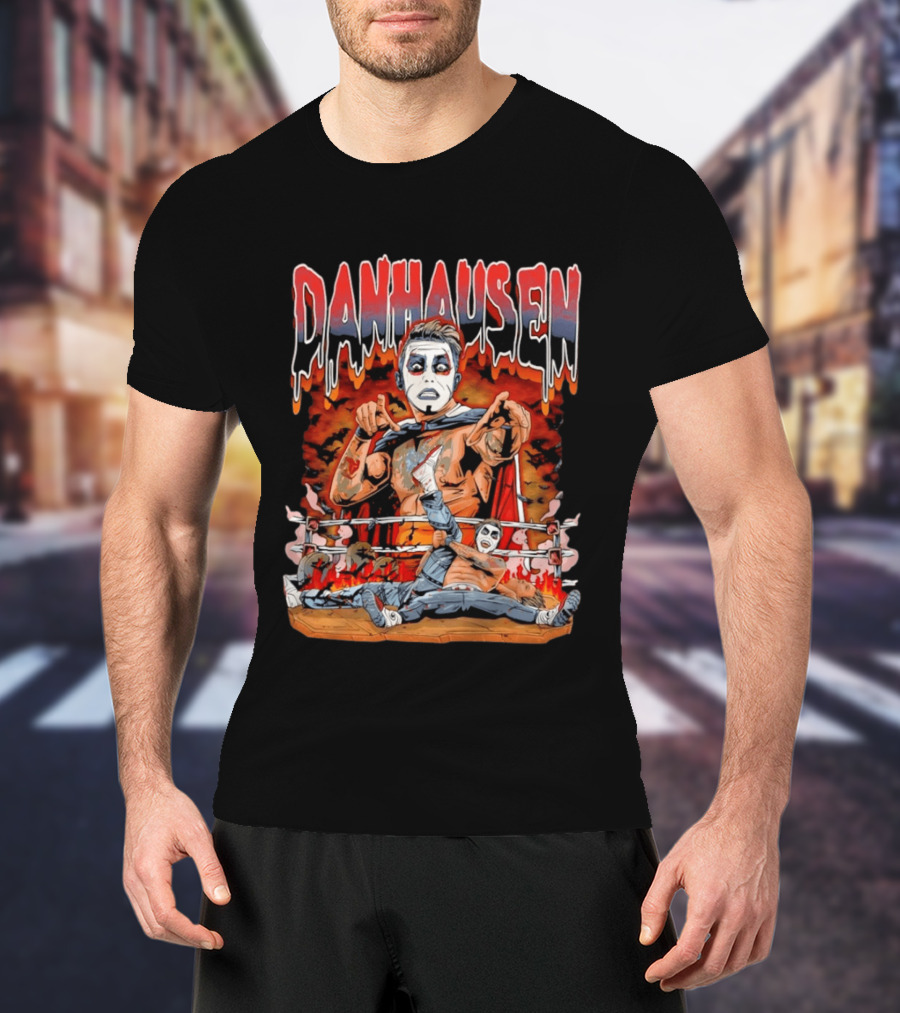 Danhausen Very Nice Very Evil Wrestling Bats Fire Ring Scene T-Shirt