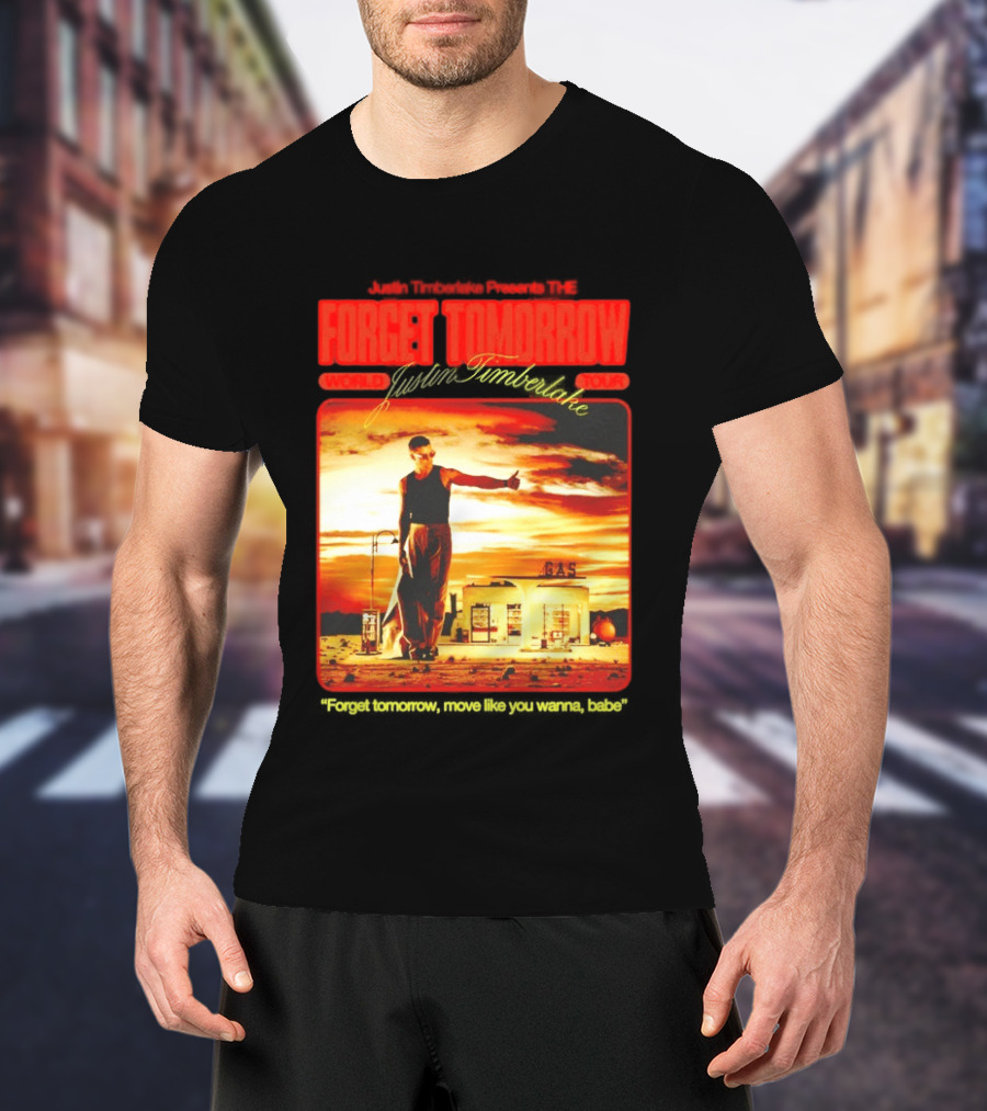 Forget Tomorrow World Tour Justin Timberlake Gas Station Scene T-Shirt
