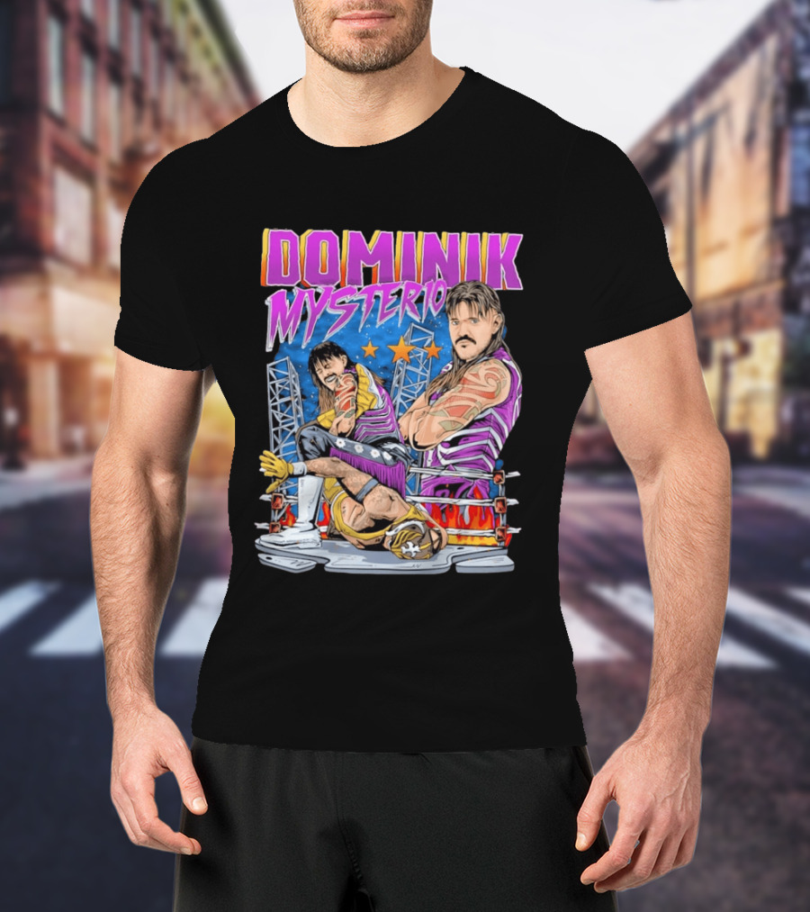 Dominik Mysterio Wrestling Match Illustration Purple Star T-Shirt