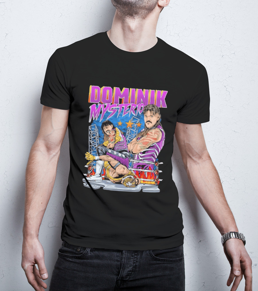 Dominik Mysterio Wrestling Match Illustration Purple Star T-Shirt