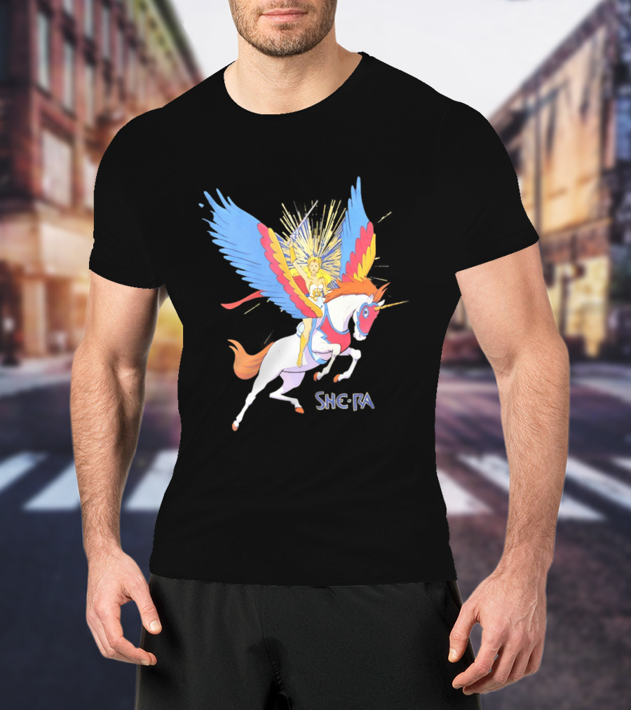 She Ra Riding Swift Wind Pegasus Unicorn Adventure T-Shirt