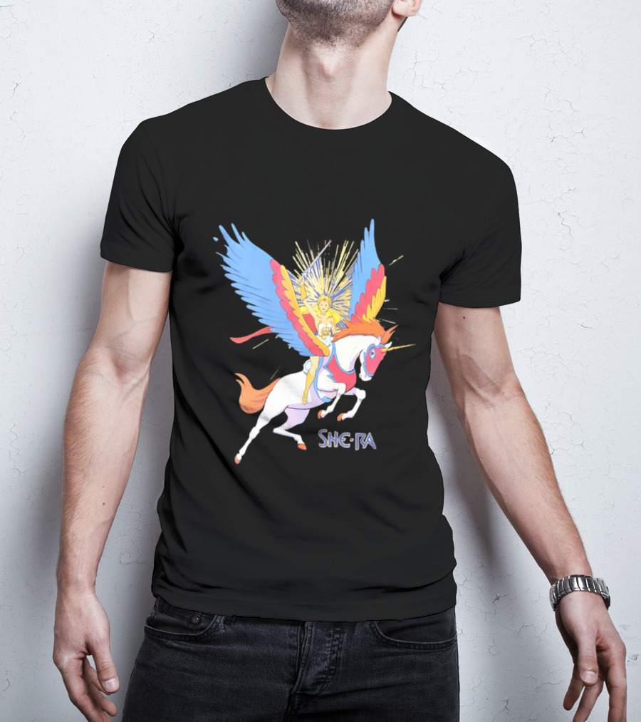 She Ra Riding Swift Wind Pegasus Unicorn Adventure T-Shirt