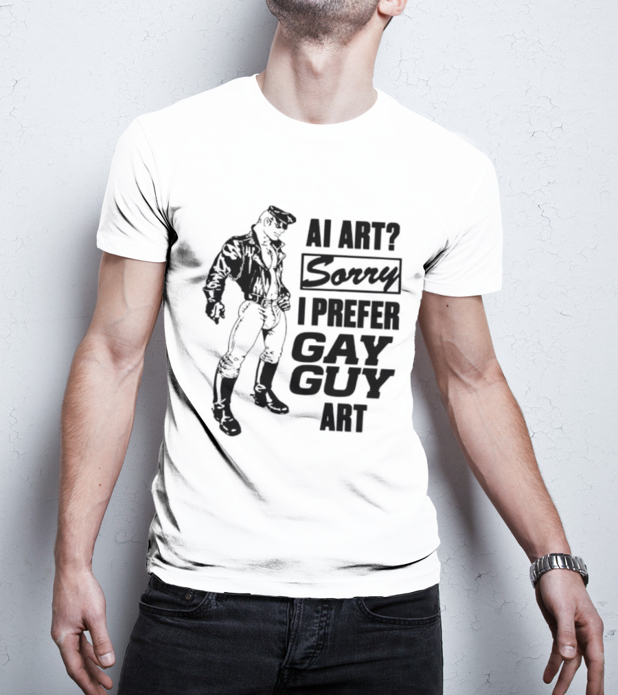 AI Art Sorry I Prefer Gay Guy Art Biker T-Shirt