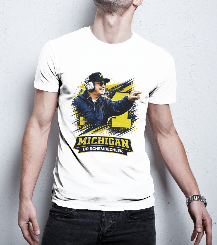 Bo Schembechler Michigan Wolverines Coach Iconic M Football T-Shirt