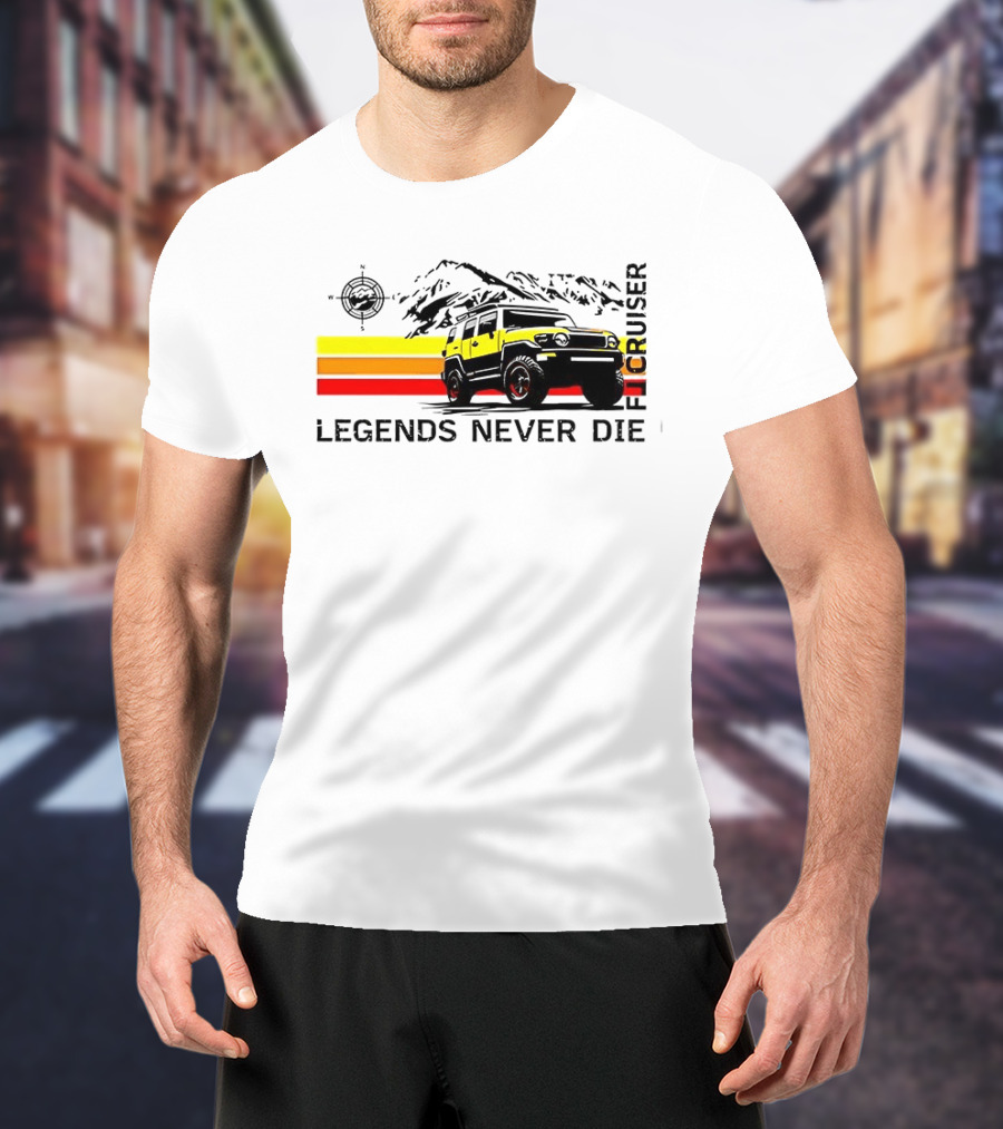FJ Cruiser Legends Never Die Mountain Compass Sunset Adventure T-Shirt