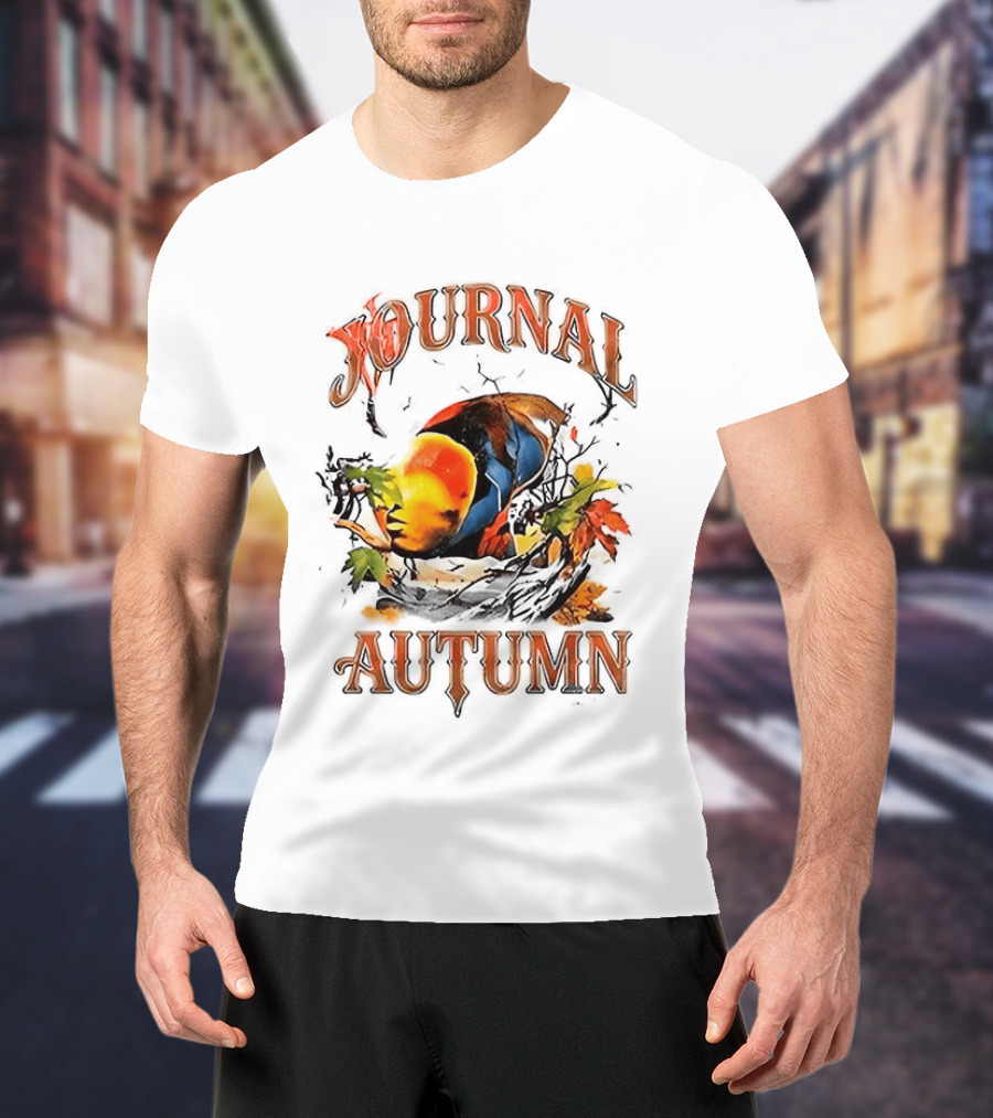 Journal Autumn Colorful Bird And Leaves T-Shirt