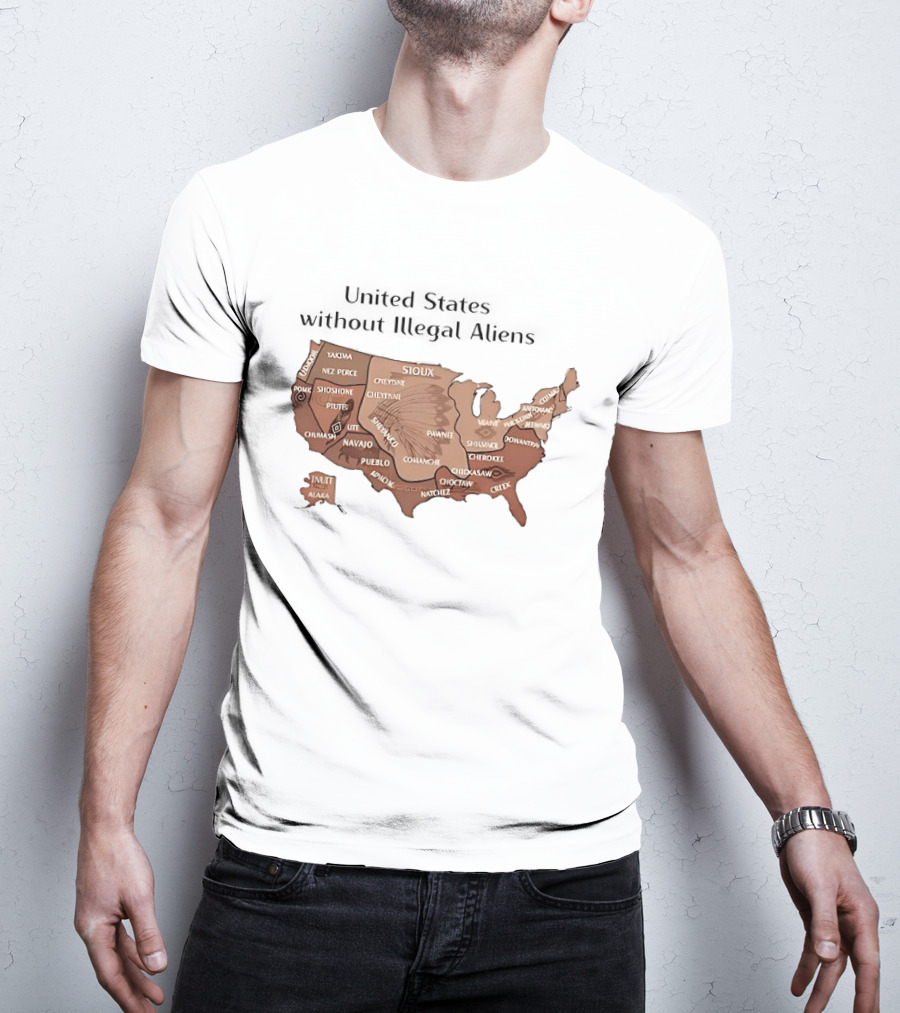 United States Map Featuring Native Tribes And Nations T-Shirt