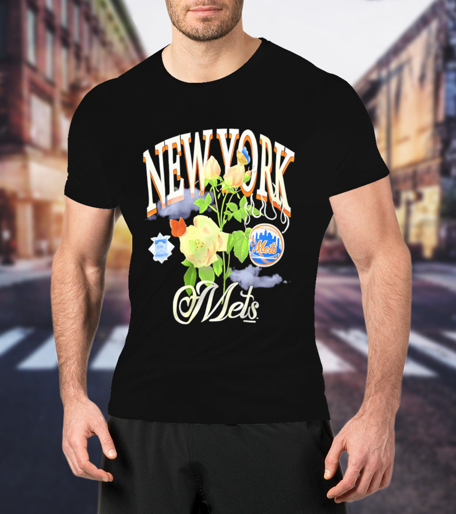 New York Mets Floral Baseball Mets T-Shirt