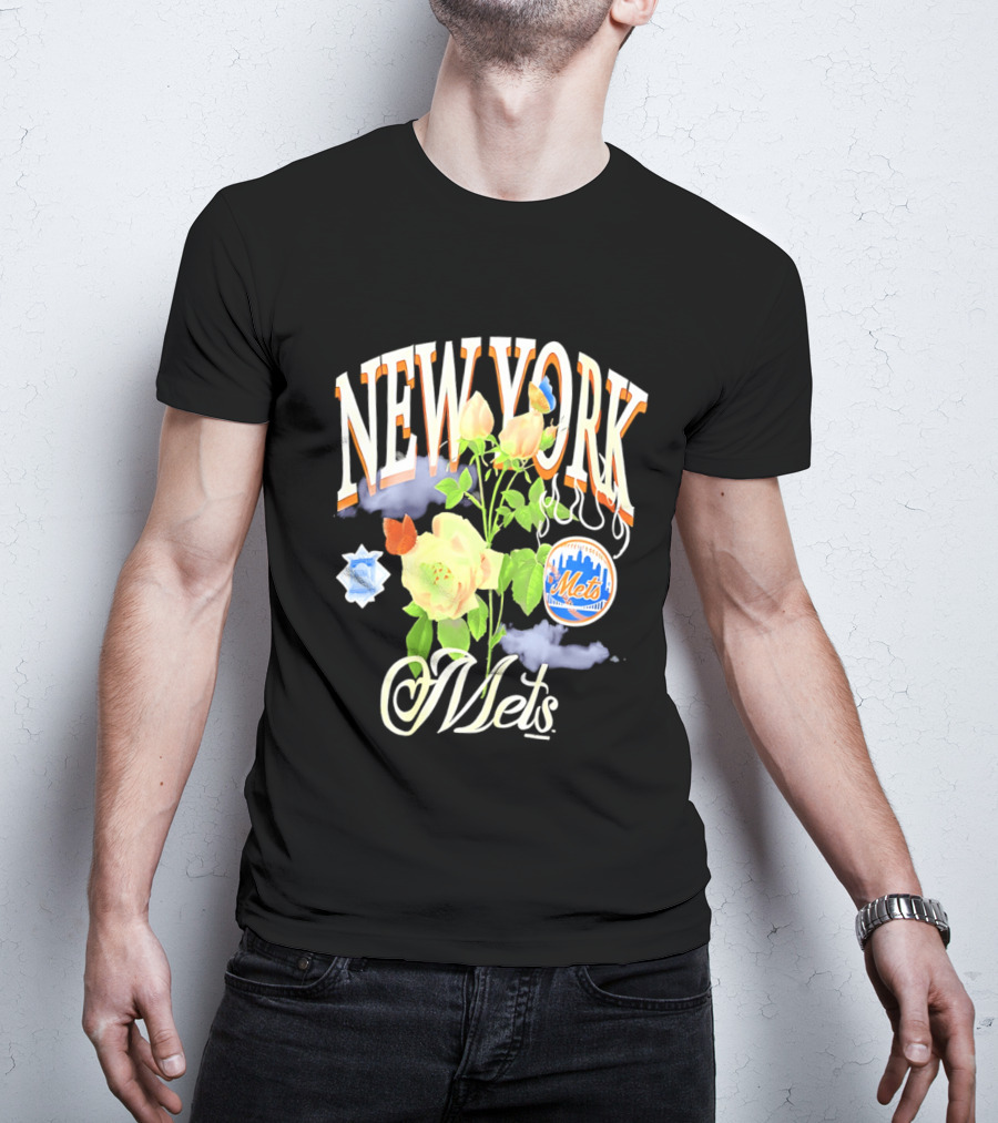 New York Mets Floral Baseball Mets T-Shirt