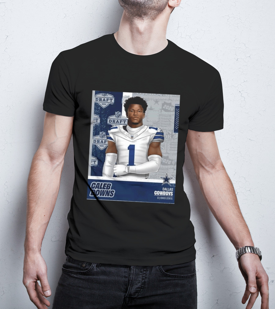 Dallas Cowboys Caleb Downs 2026 Draft Round 1 Pick 11 Ohio State NFL T-Shirt
