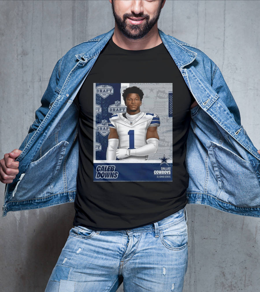 Dallas Cowboys Caleb Downs 2026 Draft Round 1 Pick 11 Ohio State NFL T-Shirt