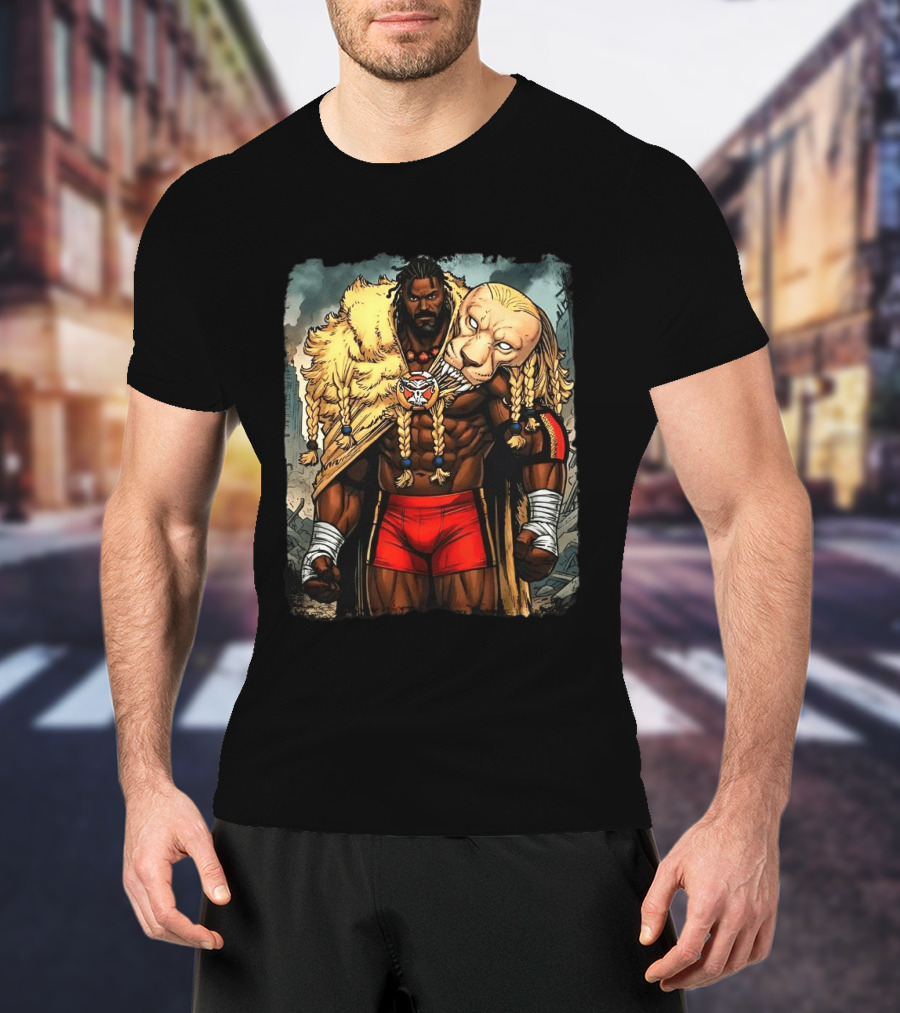 Oba Femi Lion's Strength WWE Red Shorts Fierce Warrior Costume T-Shirt