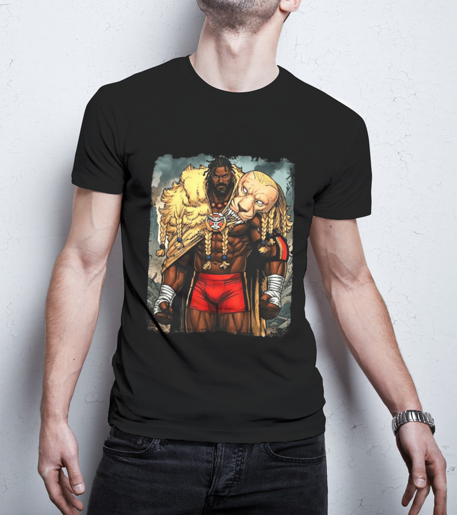Oba Femi Lion's Strength WWE Red Shorts Fierce Warrior Costume T-Shirt