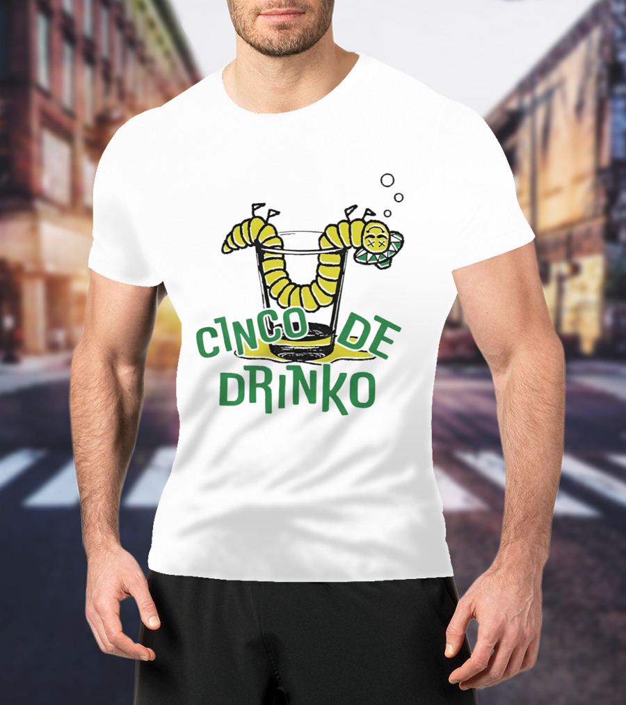 Cinco De Drinko Tequila Worm Drink Glass Bubbles T-Shirt