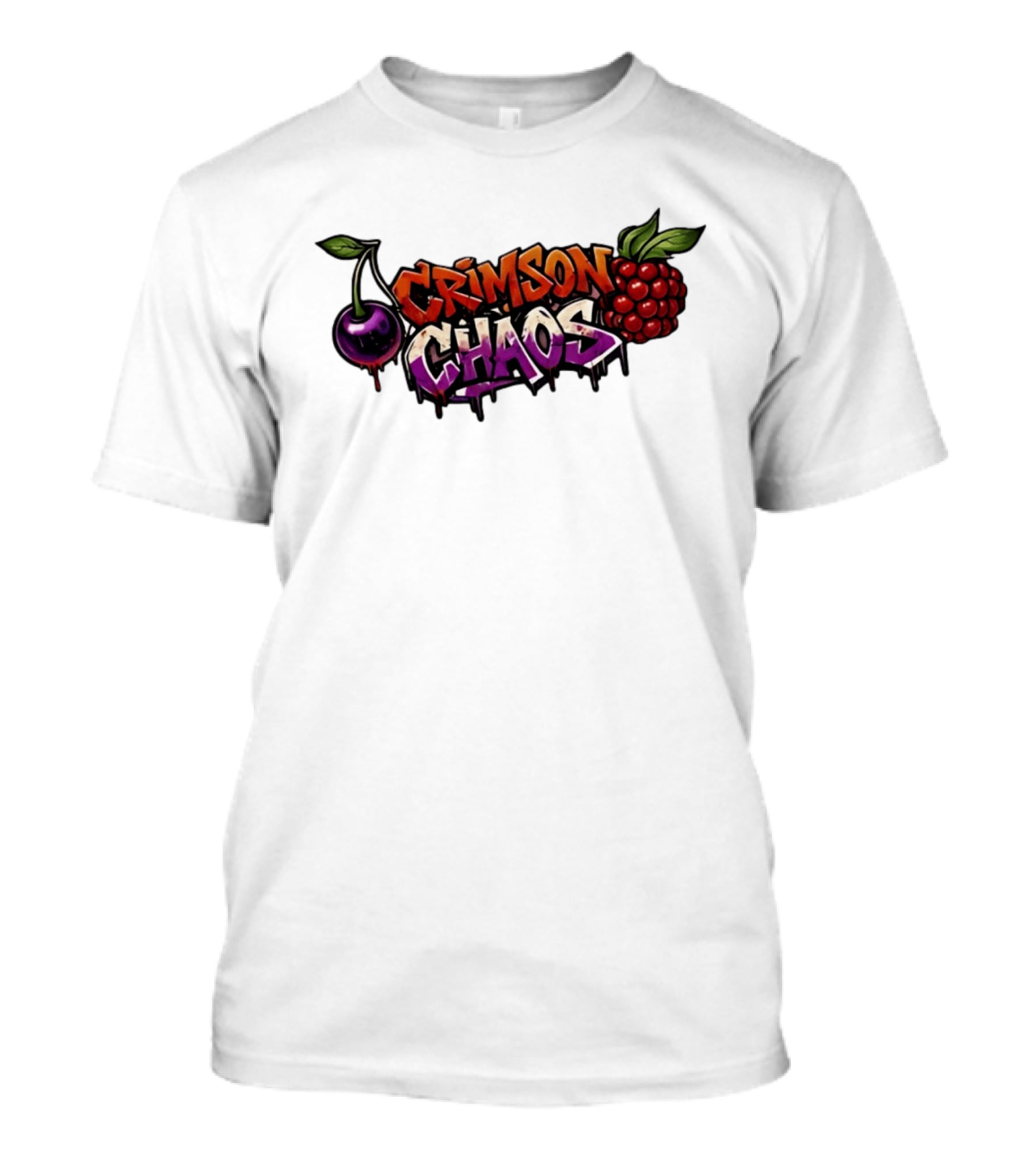 Crimson Chaos Fruits Cherry And Raspberry Graffiti T-Shirt
